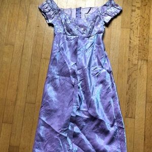 Off The Shoulder Dress Purple Fairy Magical Swirl Vtg 5/6